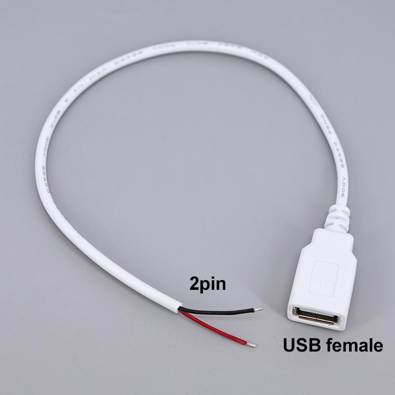 5V 2-контактный 4-контактный USB 2.0 female Кабель питания Провод Разъем Зарядка Удлинитель Разъем белый 0.3м 1м для компьютерных аксессуаров