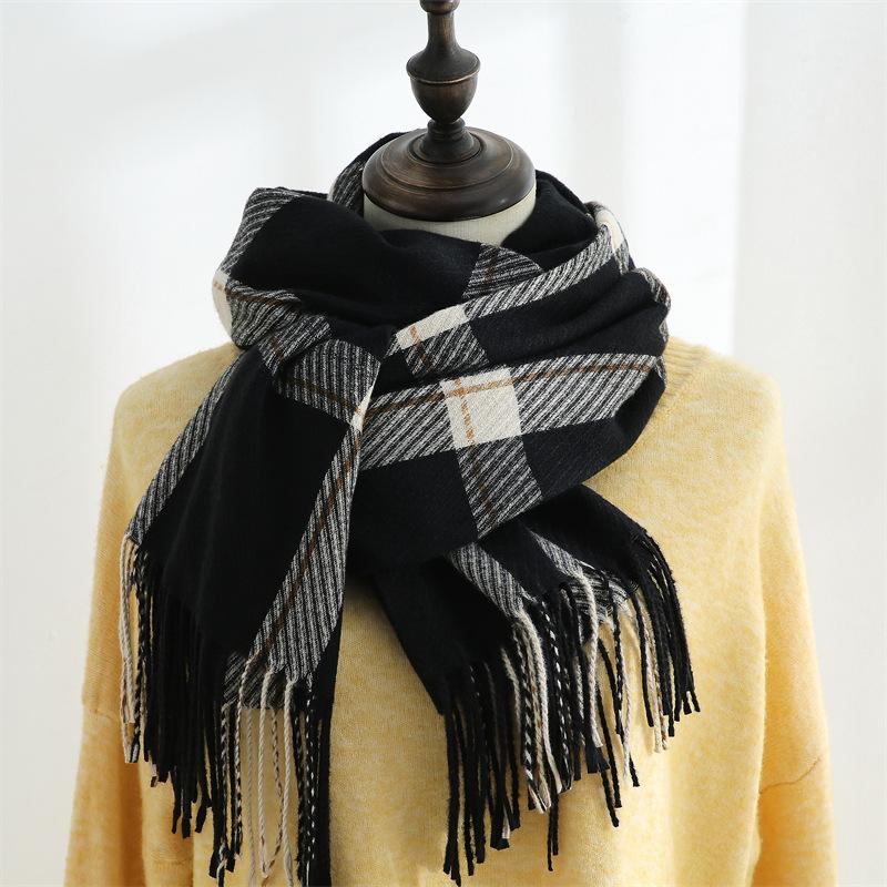 Scarf Woman Winter Sweet Warm Scarf Shawl 2025 Imitation Cashmere Scarf Plaid Scarf Shawl