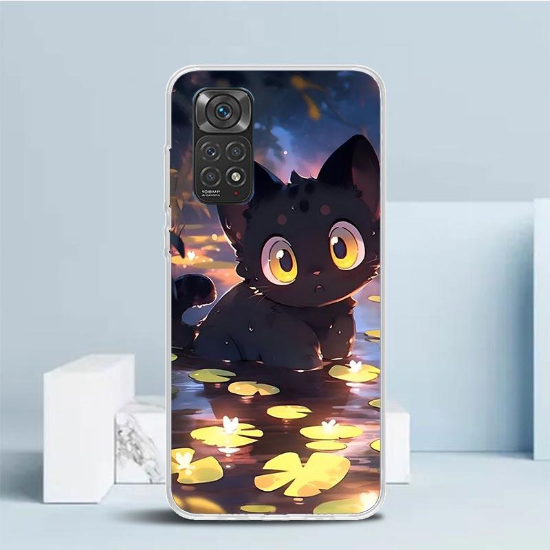 Мультяшный Милый Кот Рыба Эстетичный Чехол Для Телефона Для Xiaomi Redmi Note 15 14 14S 13 12S 12 Pro Plus 11S 11 11T 11E 10S 10 + Мягкий ТПУ B