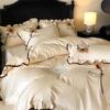 Retro Princess Cotton Lace Duvet Set - All-Season Bedding, 4-Piece