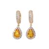 Sparkly Yellow Zirconia Teardrop Earrings for Women Fashion Earring Jewelry Wedding Party Accessories