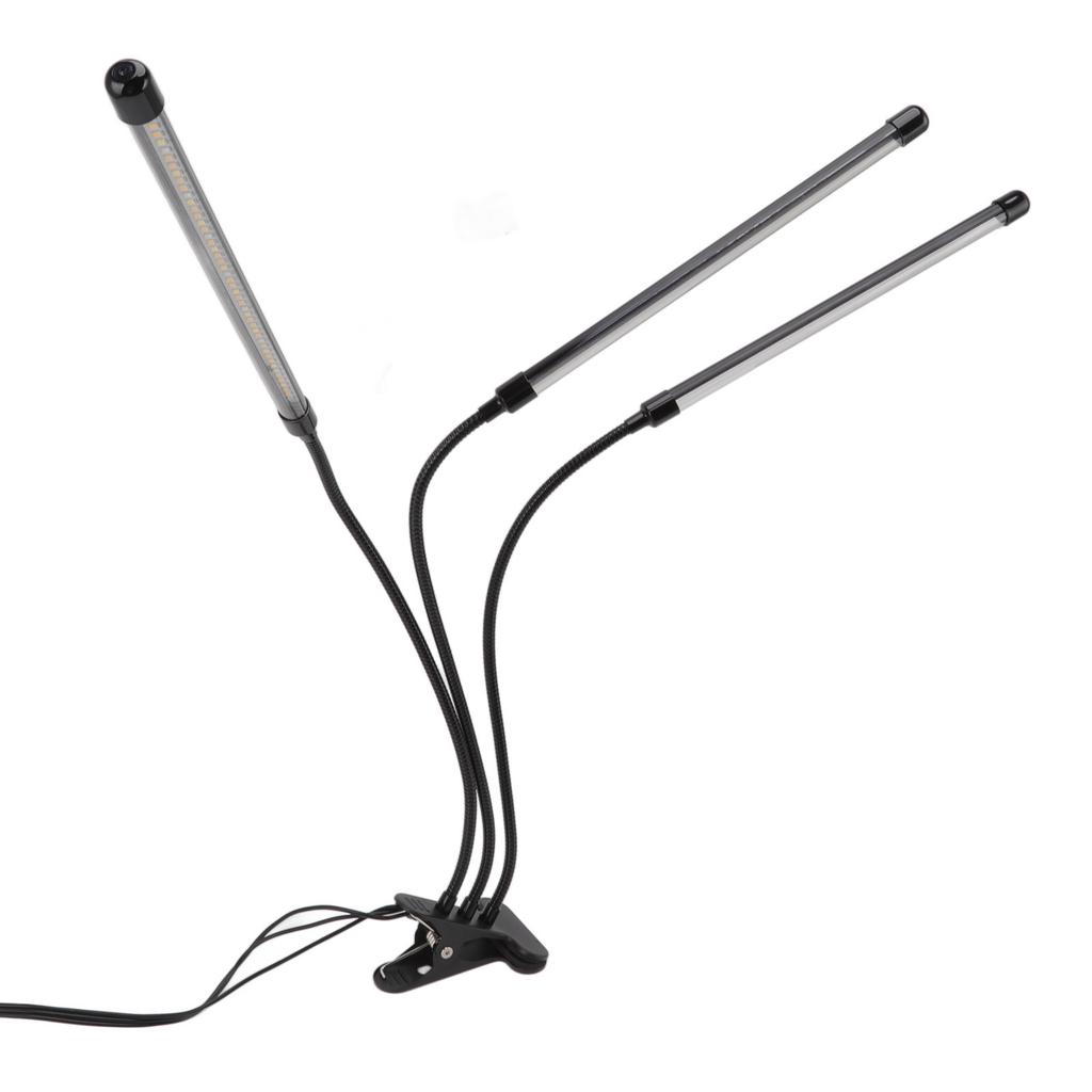 3-головочный светильник для растений с зажимом, полный спектр, красный, белый, теплый свет, 10 уровней регулировки яркости, USB-светодиод для выращивания растений