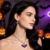 Модные наборы ювелирных изделий на Хэллоуин, Готический аксессуар-летучая мышь, Винтажное панк-ожерелье, Стиль скандинавского металла, вампирская тематика, Висячие серьги-подвески для косплея