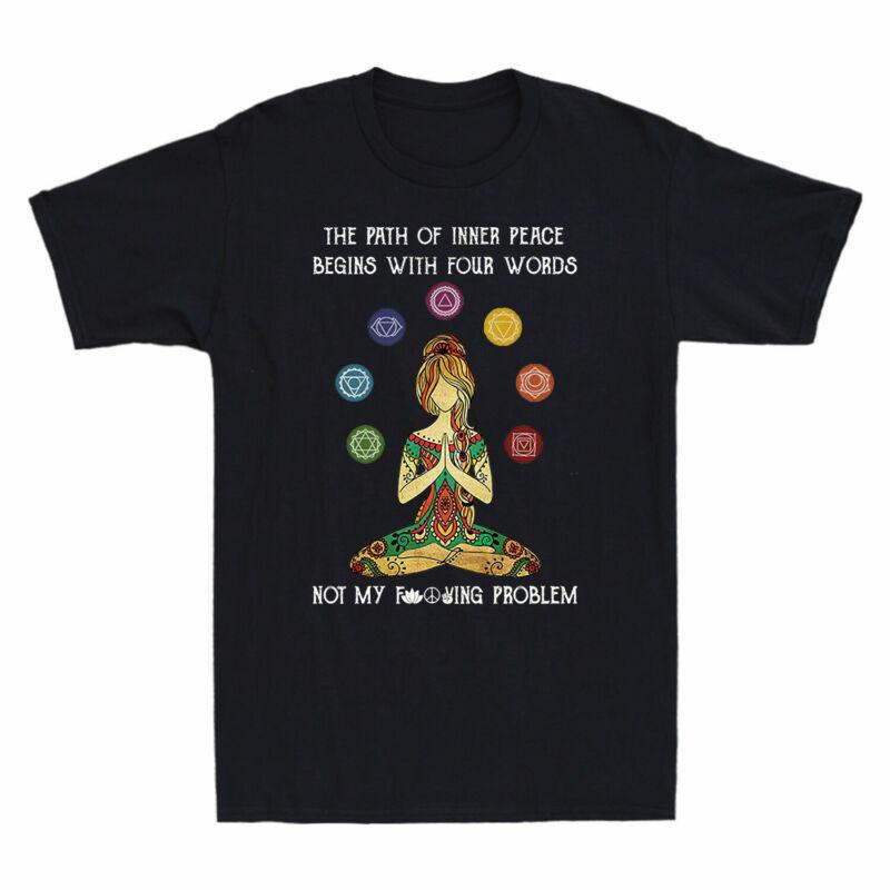 Tshirt Yoga Peace Four Funny With Unisexs Vintage The Words Begins Inner Of Path