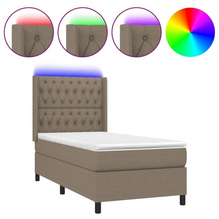 Maison Exclusive - Sommier à lattes de lit matelas et LED Taupe 100x200 cm Tissu