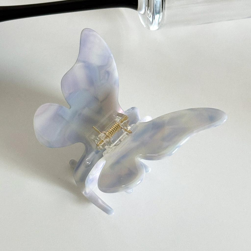 Elegant Butterfly Acetate Hair Claw Clip For Stylish Women In Marble Blue And Rainbow Colors
