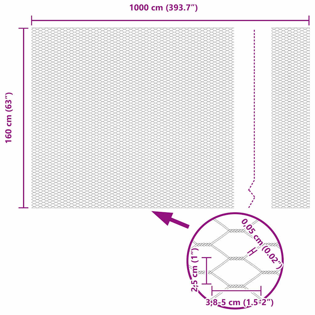 Hexagonal Fence Silver 1.6 x 10 m Galvanized Steel