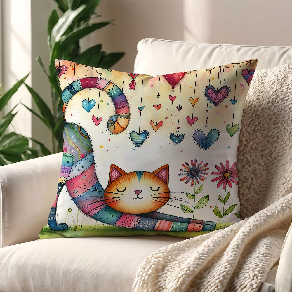 Kitten Love cushion cover For Pillow Printing Sofa Decoration Home Car Room Coffee Shop Office Nordic Simplicity