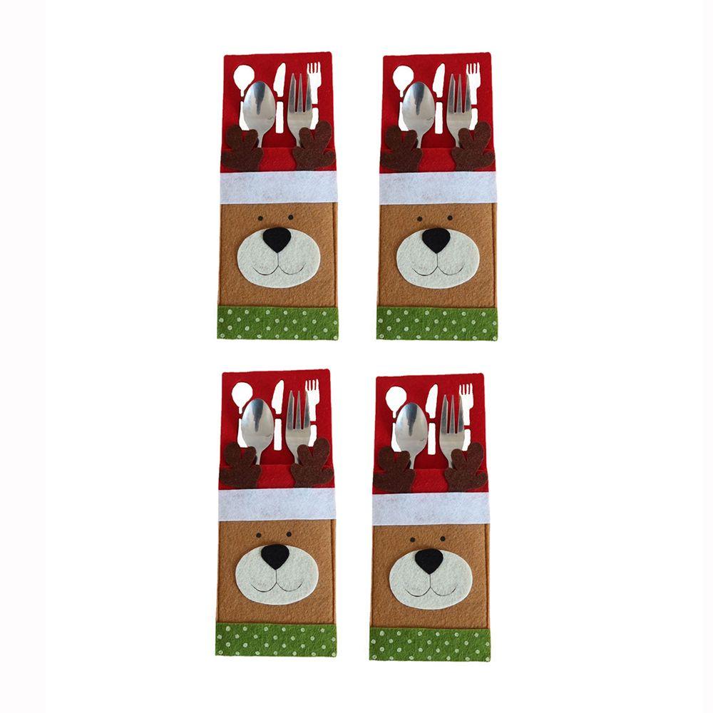 Pocket Xmas Tree Christmas Knife Fork Holder Table Decorations Tableware Organizer Cutlery Bag