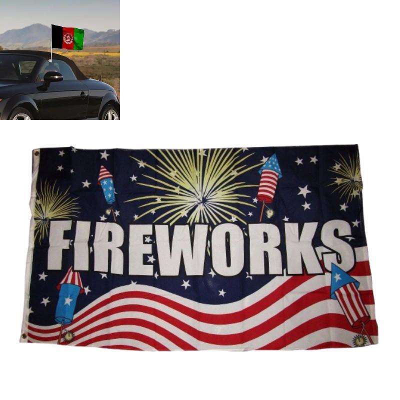 Letter Pattern Fireworks Flag Banner Fade Resistant Outdoor Decoration Gift