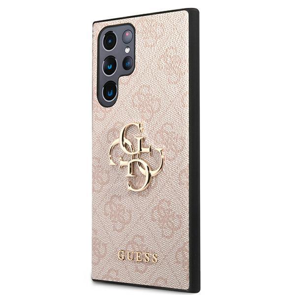 Чехол Guess GUHCS22L4GMGPI S908 S22 Ultra розовый/pink жесткий 4G Большой Металлический Логотип