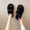 Fashion NEW Design Women Winter House Furry Slippers Women Cross Fluffy Fur Home Slides Flat Indoor Floor Shoes Ladies 2024