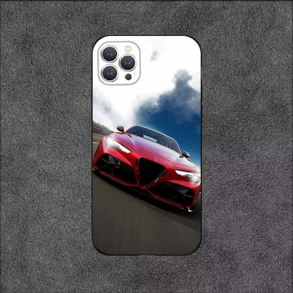 A-AlfaeS Спортивный автомобиль R-RomeoS-S Чехол для телефона для iPhone 16,15,14,13,12,11,Plus,Pro Max,XS,X,XR,SE,Mini,8,7 Мягкий силиконовый черный чехол