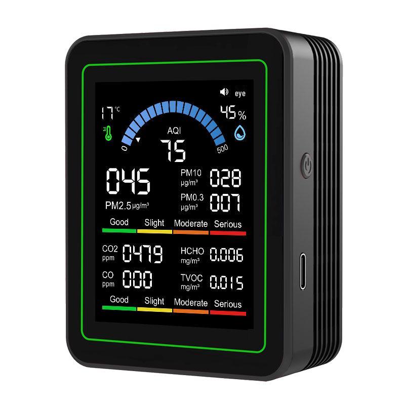 Детектор углекислого газа с датчиками PM2.5/PM1.0, формальдегида, TVOC, температуры и влажности