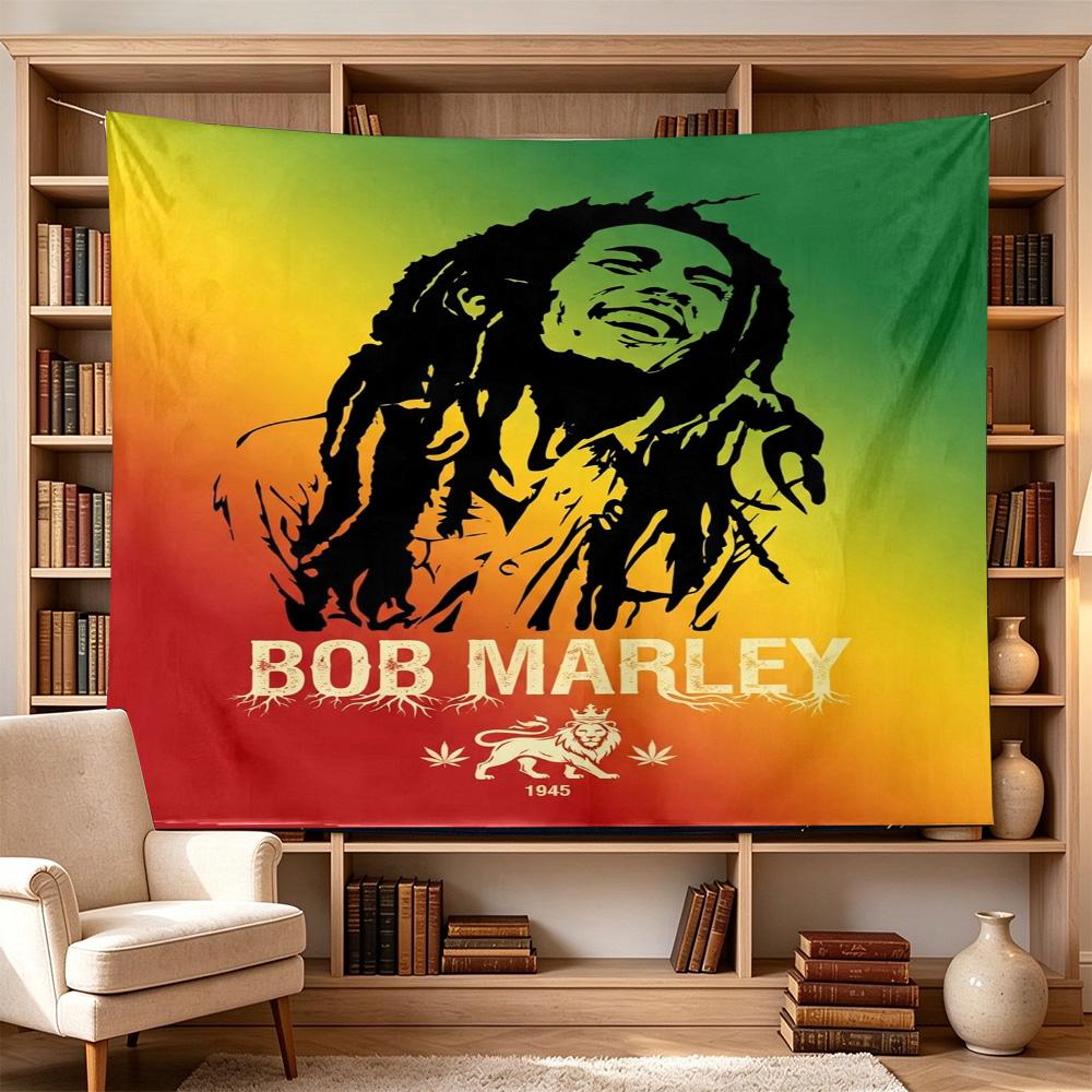 Bob Marley Reggae Music Legend Polyester Wall Hanging Tapestry, Aesthetic Home Decor for Bedroom Dorm Photo Backdrop