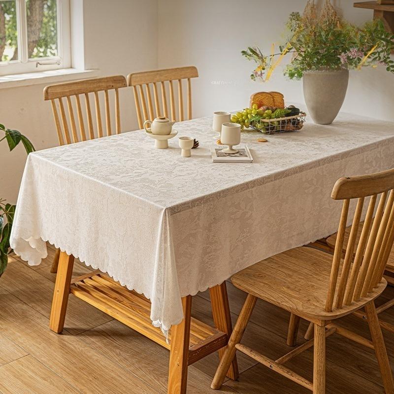 1pc Rural Style Lace Tablecloth, Round Rectangular Tablecloth, Restaurant Waterproof Tablecloth, Coffee Table, Kitchen Decoratio