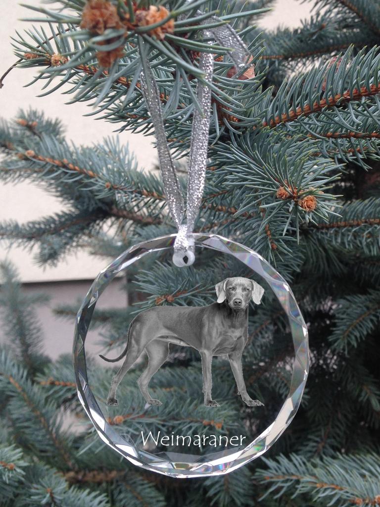 Weimaraner, Grey Ghost - crystal bauble with a photo, dog photo in crystal, personalized Christmas tree ornament by Art-Dog brand