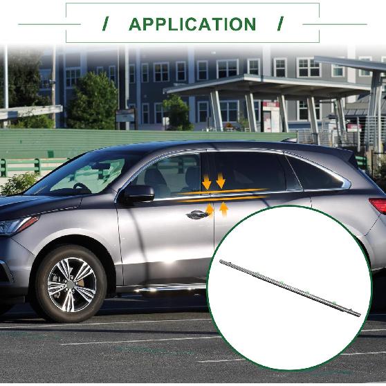 Motoforti Weatherstrip Window Seal, Window Trim Seal Belt, for Acura RDX 2013-2018, PVC Stainless Steel, Rear Left, No.72950TX4A01, Black Silver