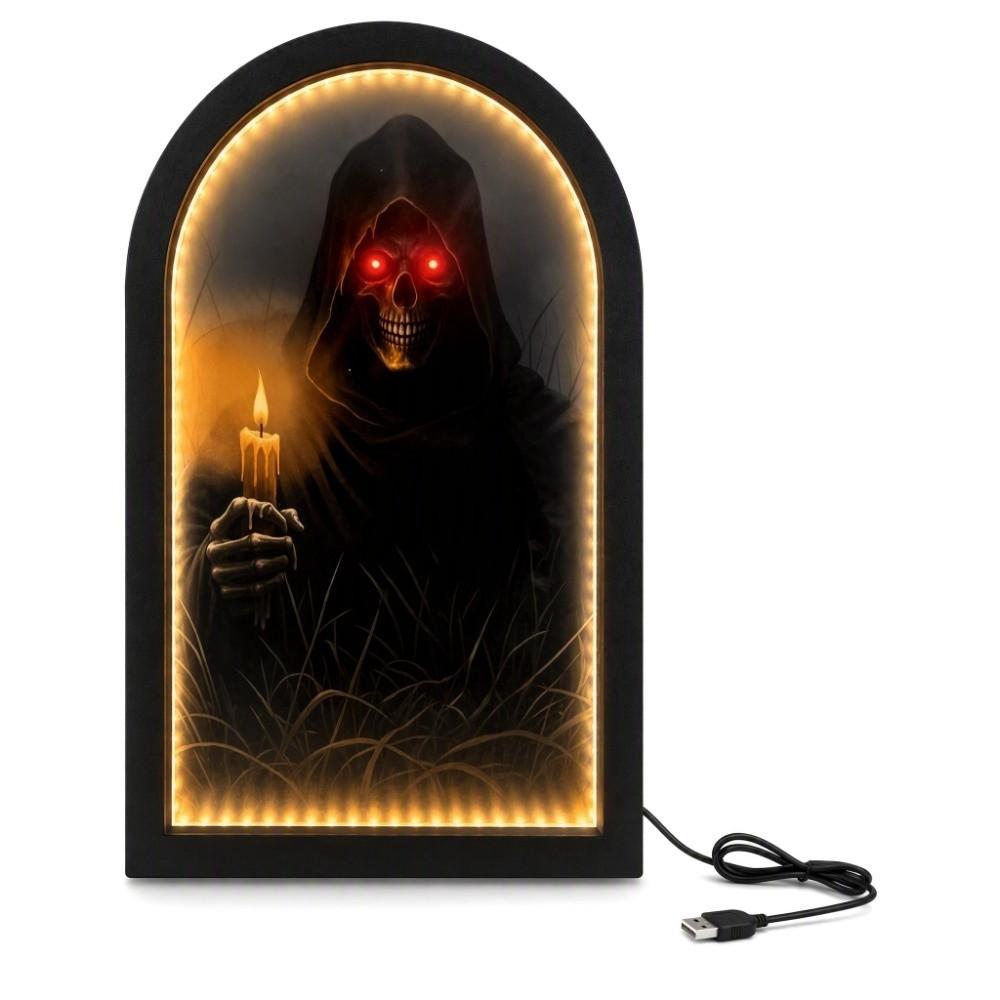 LED Glowing Light Up Ghost Mirror Illuminated Ghost Shaped Wall Mirror Halloween Party