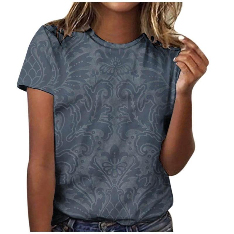 Casual Floral 3D Printed Short Sleeved Round Neck T-shirt