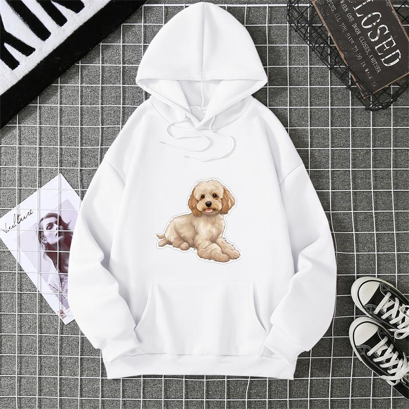 Spring Summer Women's Hoodie 3D Kawaii Dog Printed Fashion Casual Long Sleeve Round Neck Top Loose Clothing