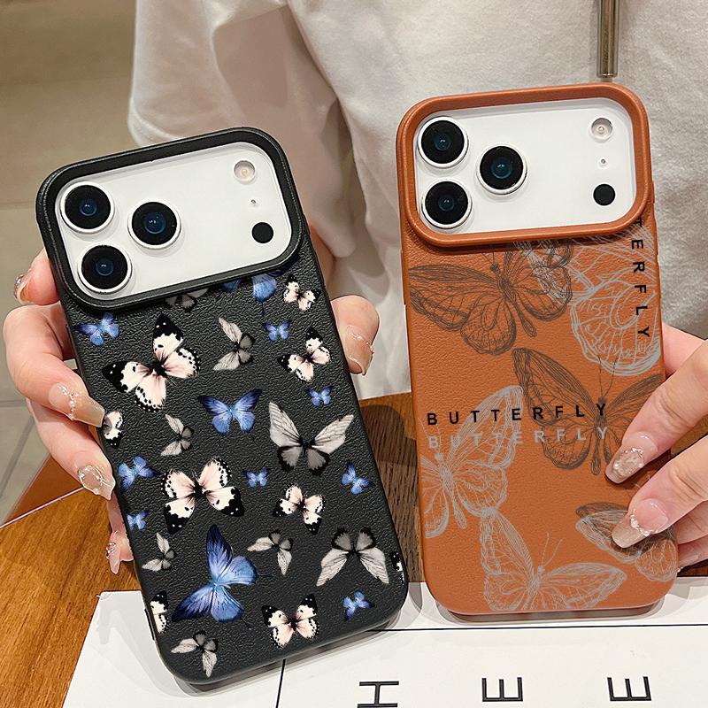 Красочный чехол-бабочка для iPhone 17 18 Pro Max Силиконовая крышка с текстурой кожи для iPhone 16 15 14 13 Pro Max 16E 17E