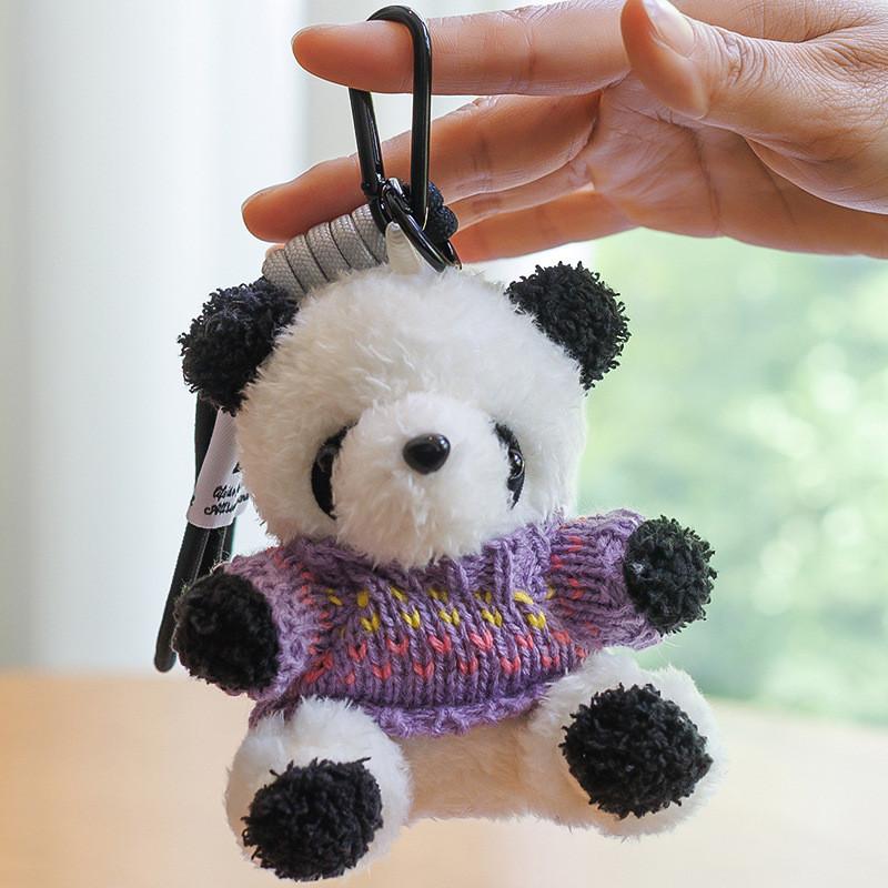 Colorful Panda Plush Keychain With Pp Cotton Filling For Girls And Kids
