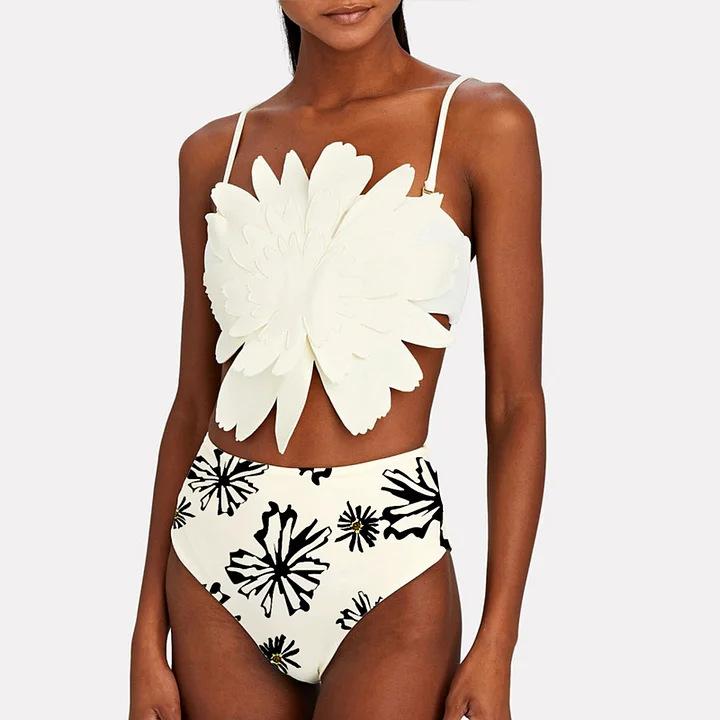 1011 European and American new bikini flower decorative printing split swimsuit and wrap skirt set 1111