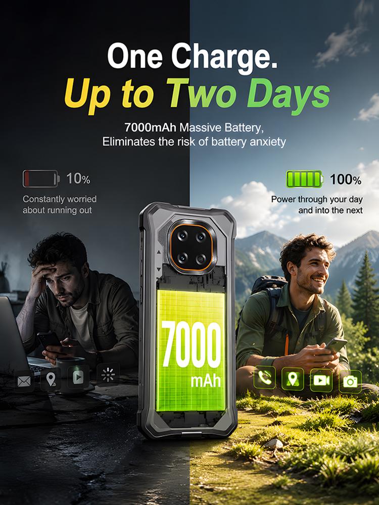 Cubot Защищенный смартфон KingKong ES 5 12 ГБ(+12 ГБ) ОЗУ 256 ГБ ПЗУ Две SIM-карты 6,88" 64 МП 7000 мАч NFC Android 16