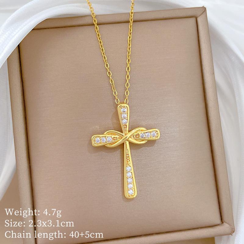 Copper Micro-Inlaid Love Light Luxury Temperament Gorgeous Full Diamond Necklace Female Versatile Collarbone Chain Titanium Steel