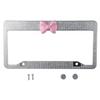 2 Pack Pink,White Bling License Plate Frame License Bracket Holder  for US Vehicle