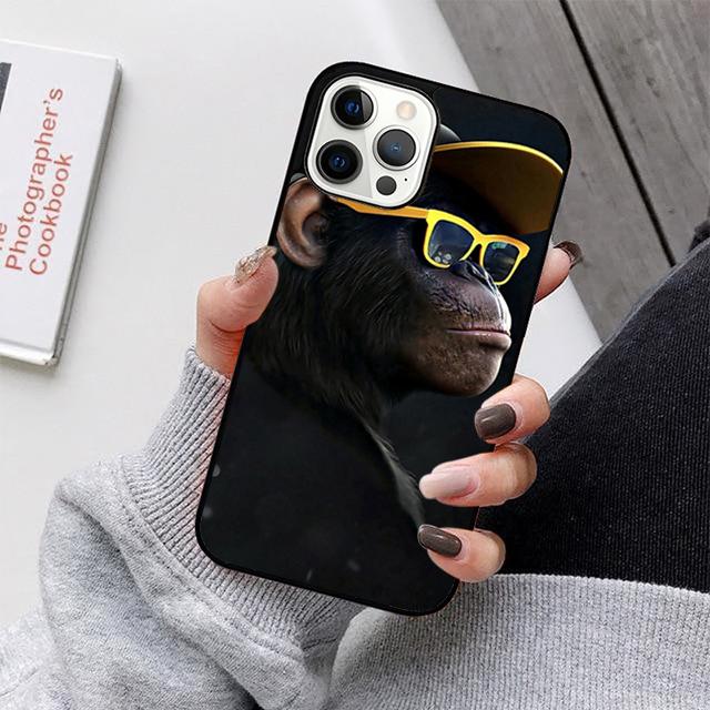 Смешная обезьяна, думающая в наушниках, чехол для телефона для iPhone 17 Air 16 15 14 13 12 11 Pro Max Plus Max Cover coque