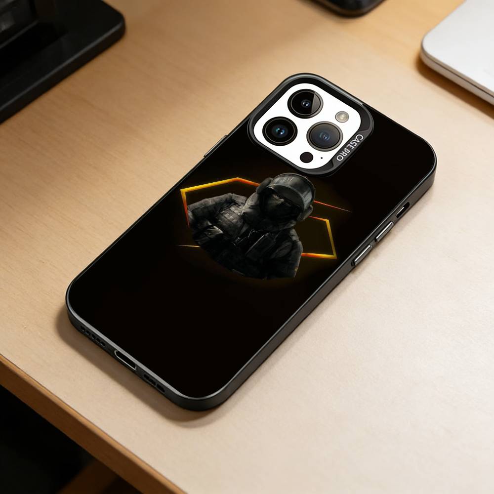 R6 Black Ice Rainbow Phone Case For iPhone 17,16,15,14,13,12,11 Plus,Pro Max,XS,Colorful Silver Black Cover