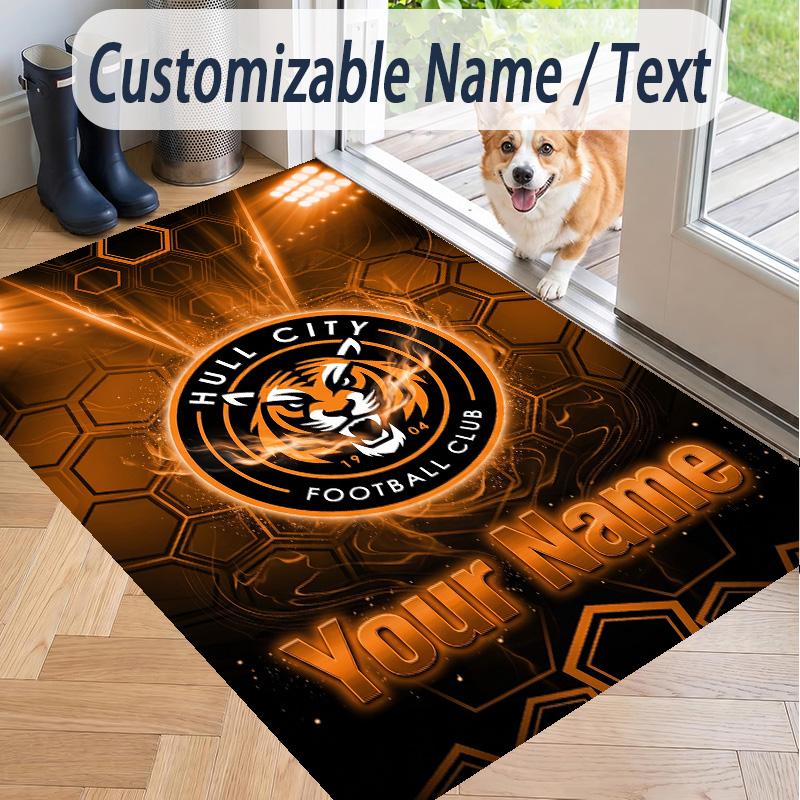 Custom Text Printed Rug Hull City Non Slip Floor Carpet For Home Room Decor