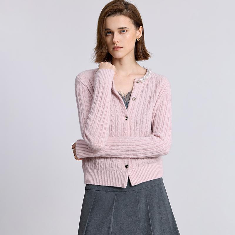 LILY exquisite pearl sequin knitted cardigan