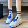 5Pairs Autumn Winter Sports Socks Striped White Socks Trendy Women Socks  Couple