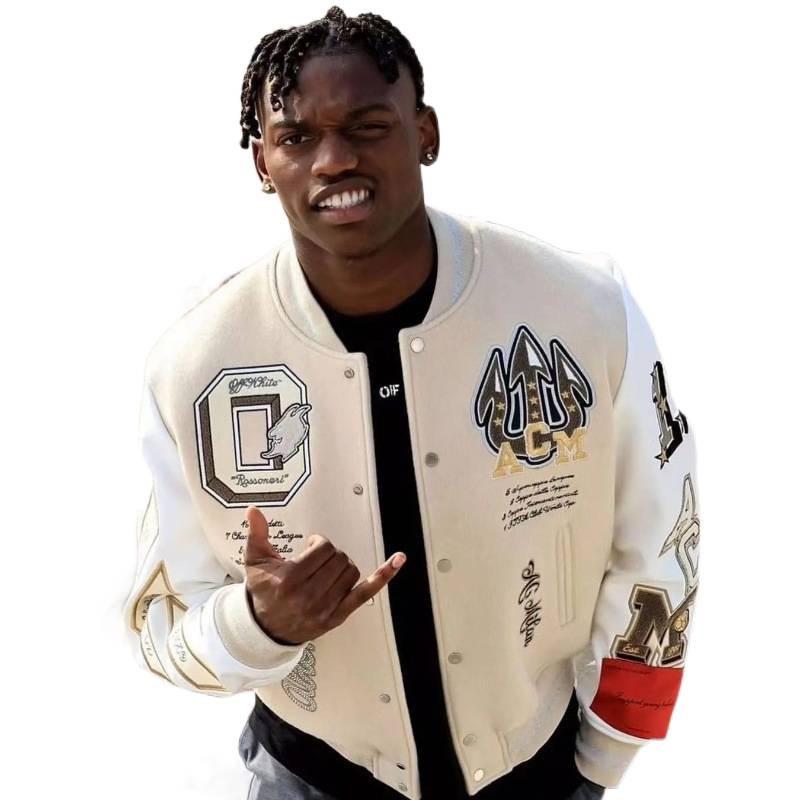 Кожаная бейсбольная куртка AC Milan с вышивкой, для тяжелых условий