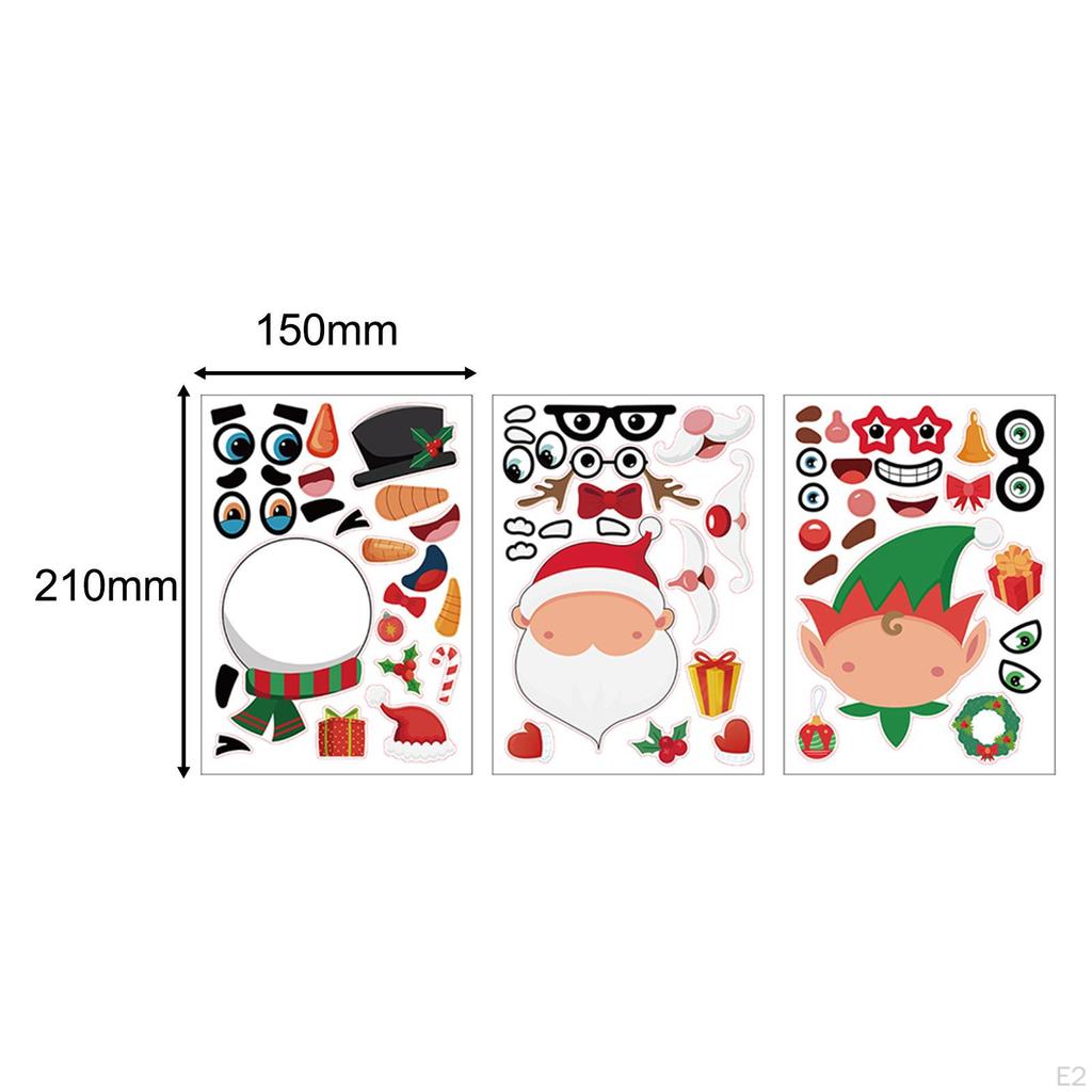 12x Рождественских наклеек Make A Face Decoration Wall Party Game