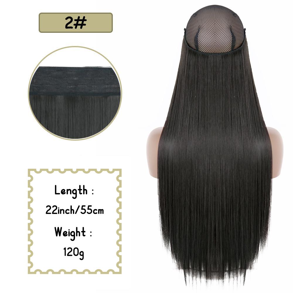 Синтетические длинные прямые невидимые накладные пряди для волос с секретной прозрачной леской для волос для женщин без зажима для волос