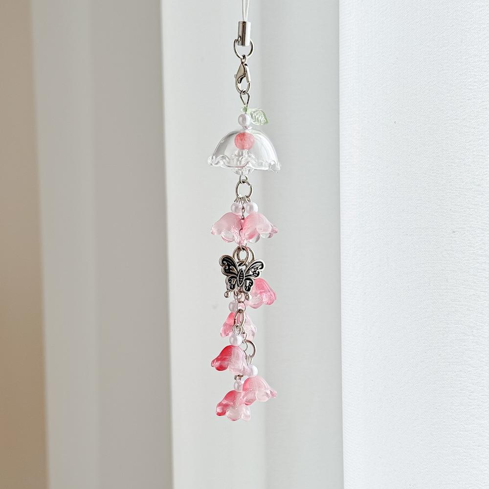 Kawaii Design Wind Chime Pendant Orchid Bell Style Bead Phone Lanyard Ornament Use