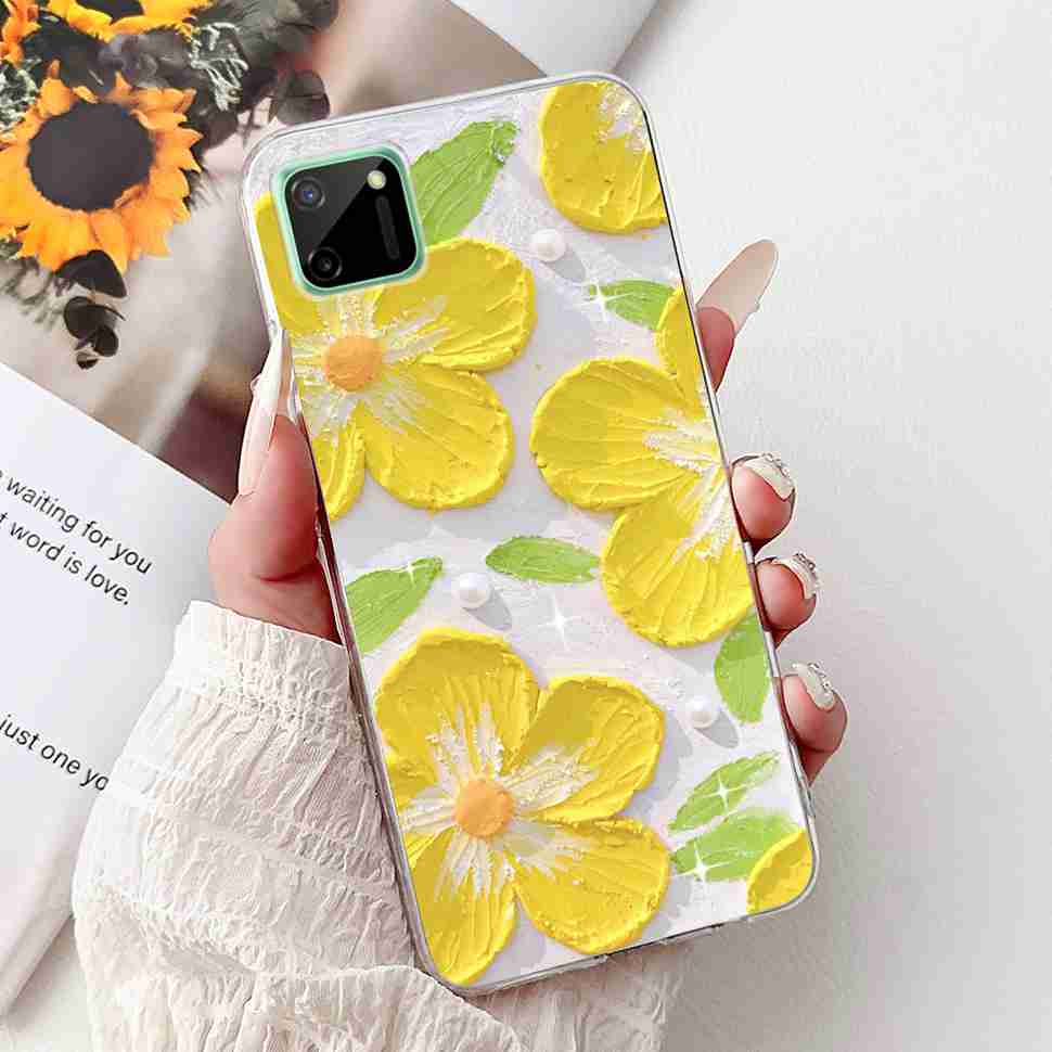 For Oppo Realme C11 6.5" Case Colorful Butterfly Soft Silicone TPU Cover For Realme c11 C11 RMX2185 Fashion Flower Phone Cases