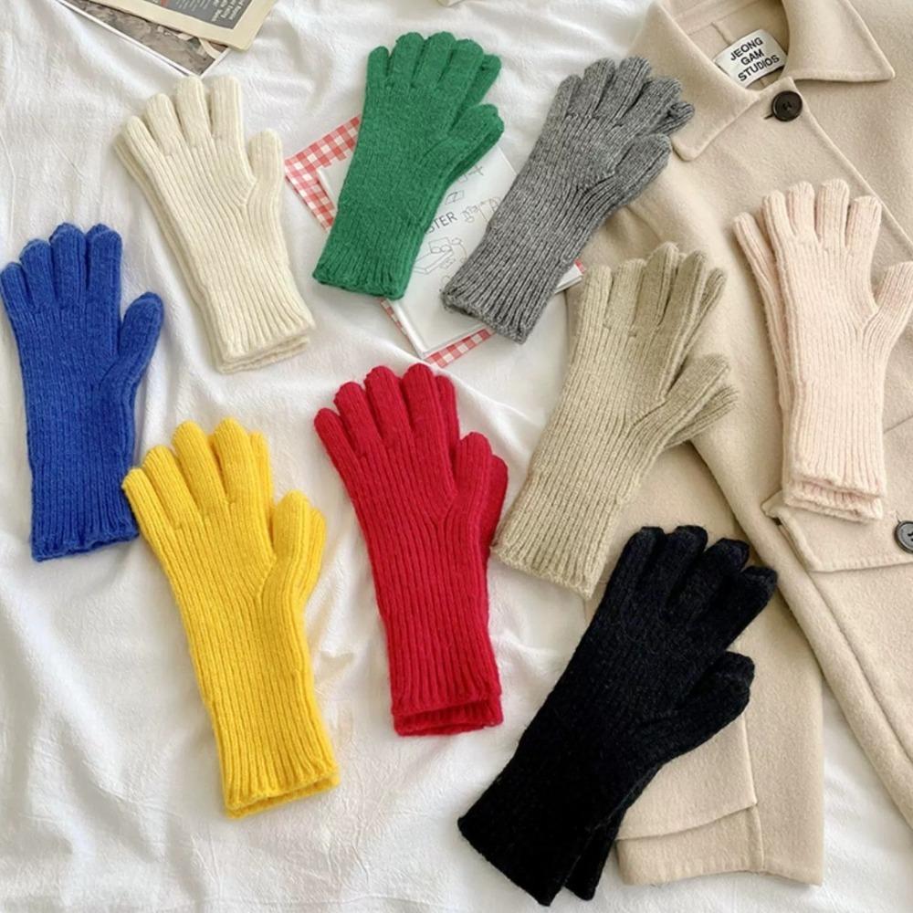 Touch Screen Winter Gloves Thick All Finger Gloves New Student Gloves  Cycling Driving