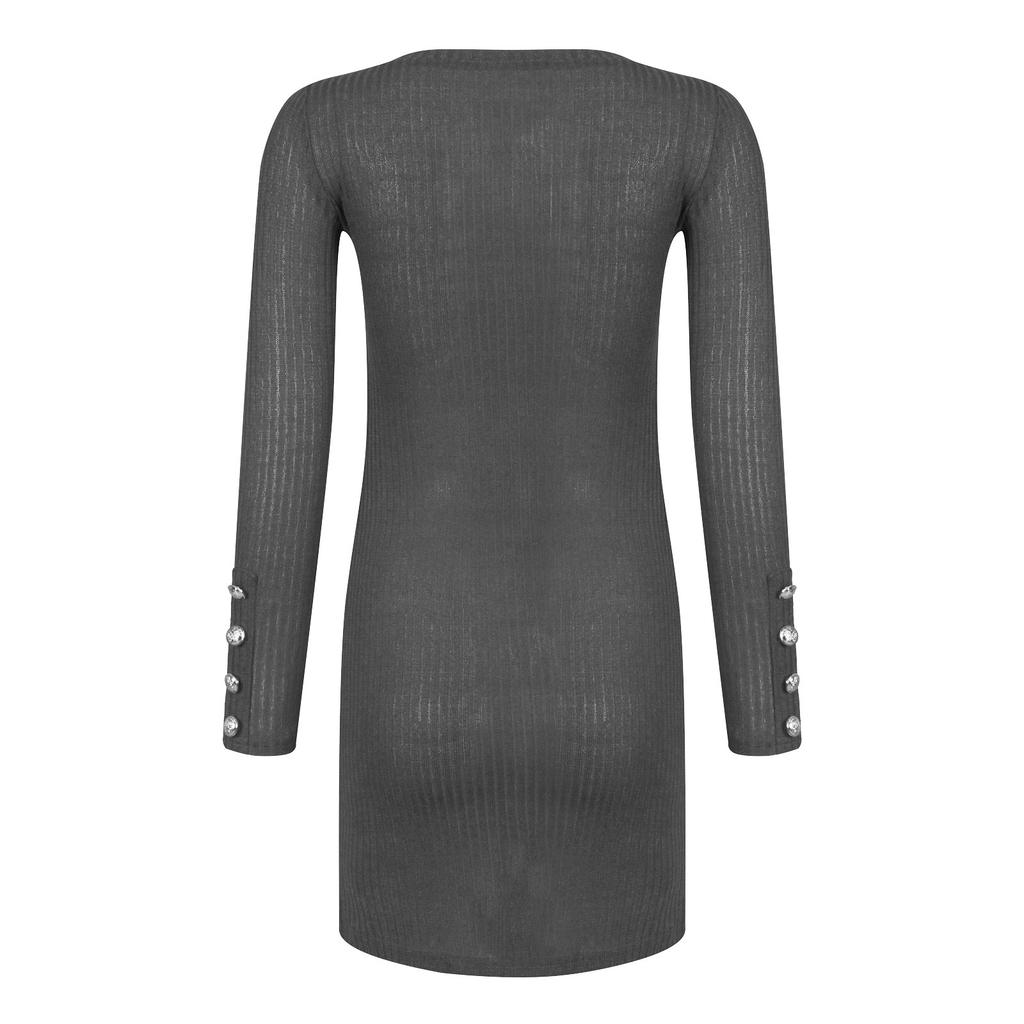 Женское модное повседневное платье на пуговицах, сексуальное облегающее платье, платье с длинным рукавом однотонное