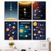 Universe Planet Orbit Map Solar System Poster and Print Canvas Painting Wall Art For Children's Education Classroom Study Decor