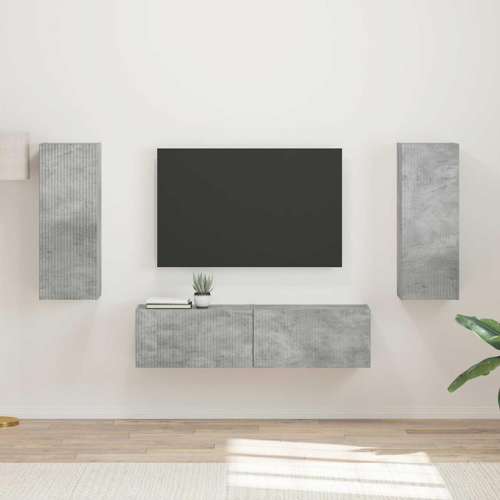 Wall Mounted TV Cabinet Set 2 pcs Concrete Grey Particleboard