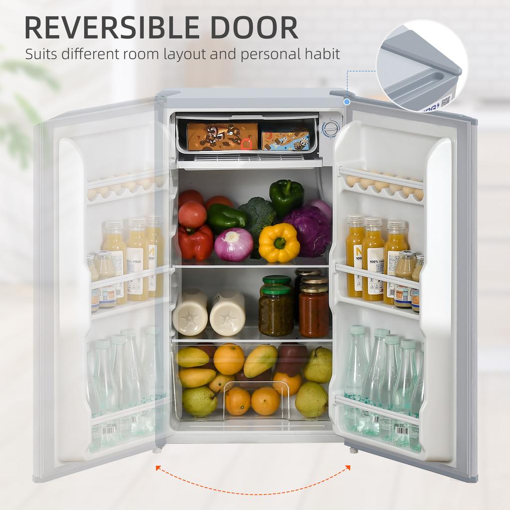 91 Litre Under Counter Fridge Freezer, Small Fridge Freestanding with Chiller Box, Adjustable Thermostat, 47.5cm Wide, Grey