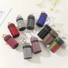 New Fashion Cylindrical Mini Rhinestone PU Lipstick Bag with Keychain Women Portable Zipper Coin Purse Coin Bag Pouch Pendant
