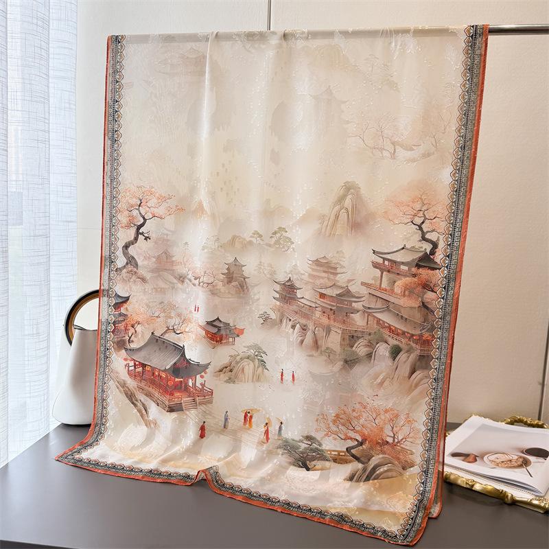 180*70cm Luxury Brand Women Scarf Summer Silk Shawl Lady Wrap Soft Female Echarpe Designer Beach Stole Bandanna Foulard Muffler