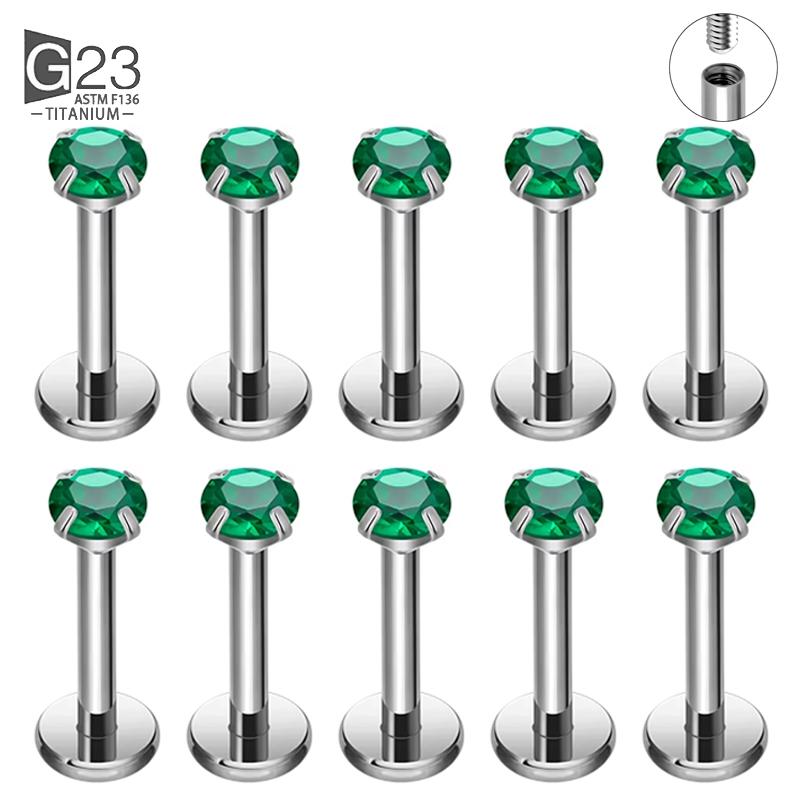 10Pcs ASTM F136 Titanium 2/2.5/3/4mm CZ Labret Stud 16G Tragus Helix Cartilage Conch Flatback Earlobe Piercing Body Jewelry