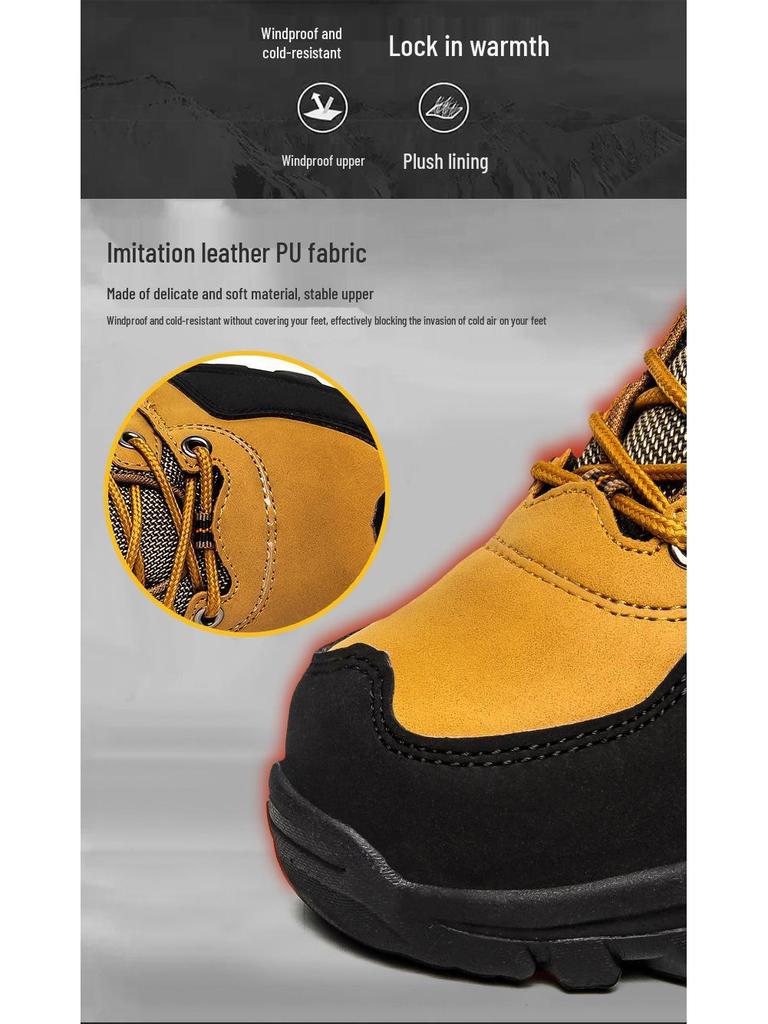 Унисекс Зимние Высокие Хлопковые Ботинки с Бархатной Подкладкой - Морозостойкие, Теплые Ботильоны для Занятий Спортом на Открытом Воздухе и Пеших Прогулок.